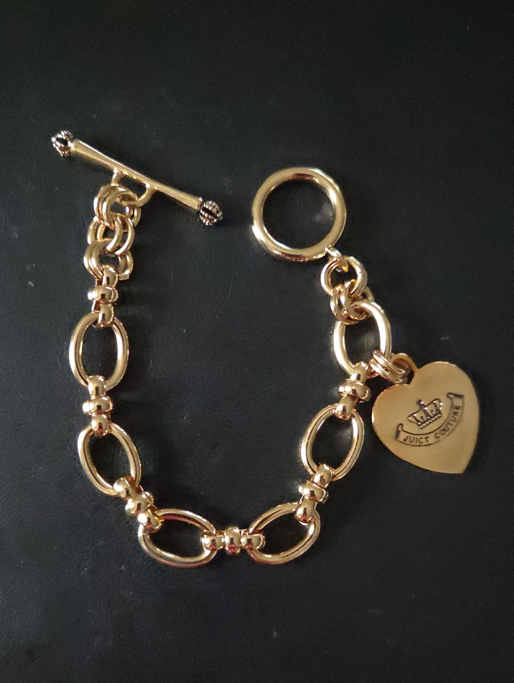 Juicy Couture Polished Gold Heart Logo Toggle Bracelet